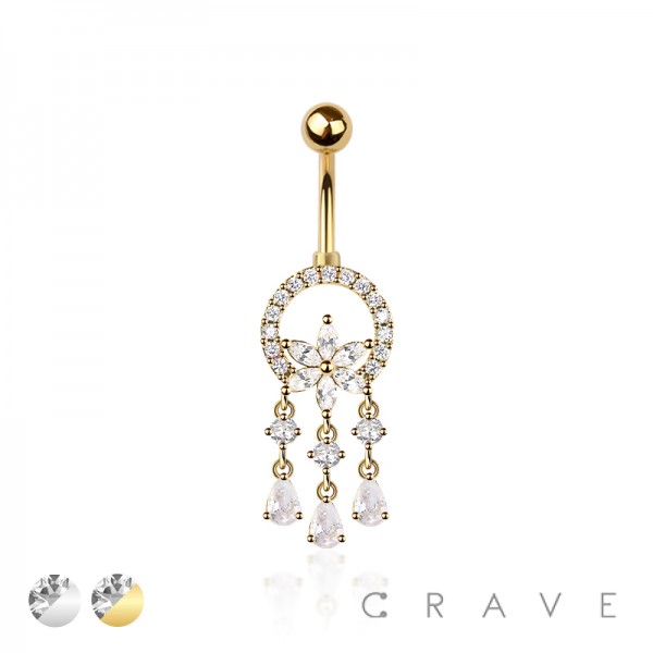 316L SURGICAL STEEL MULTI CZ DREAM CATCHER FLOWER NON DANGLE BELLY BUTTON NAVEL RING 316L SURGICAL STEEL MULTI CZ DREAM CATCHER FLOWER NON DANGLE BELLY BUTTON NAVEL RING